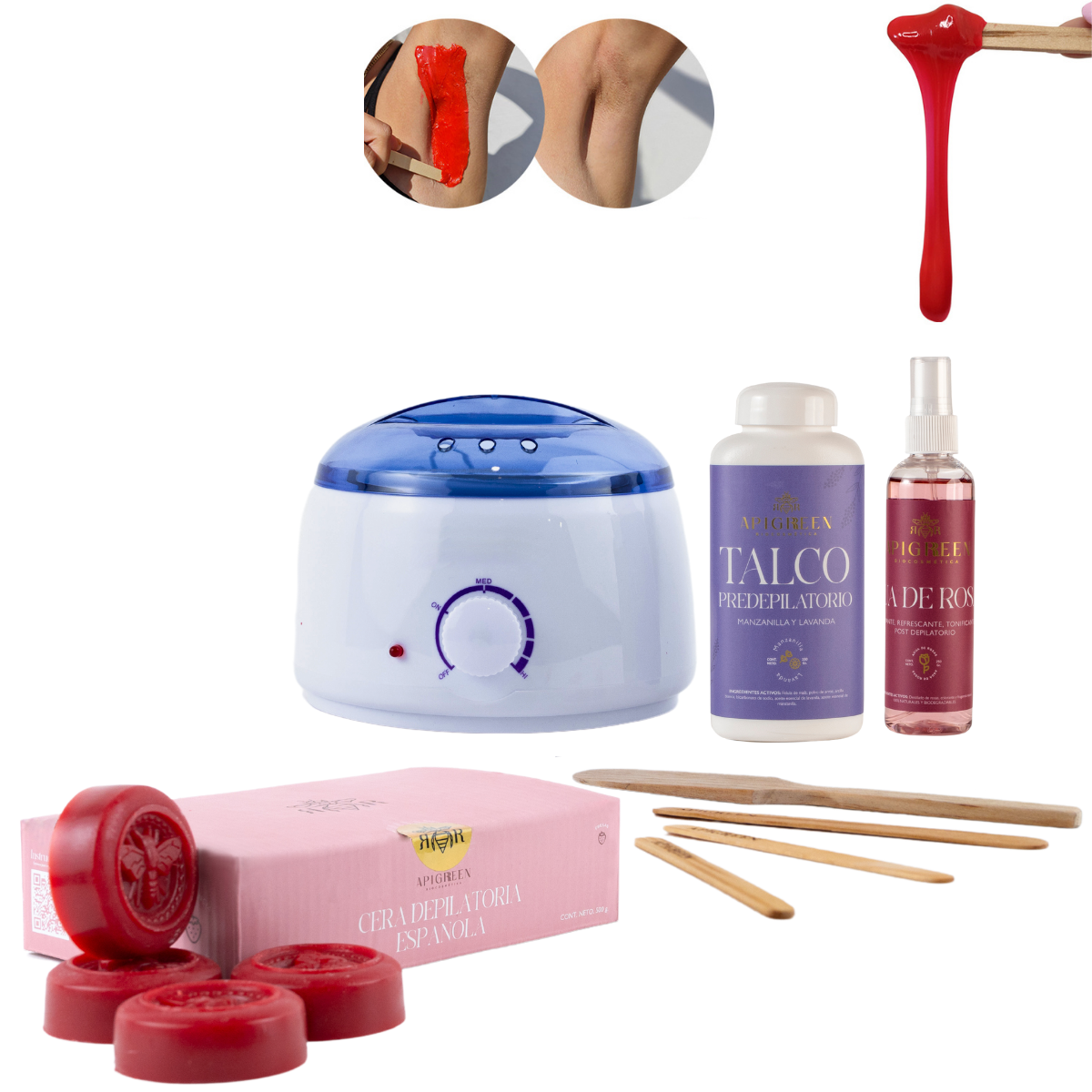 Kit de Depilación con Agua de Rosas y Talco