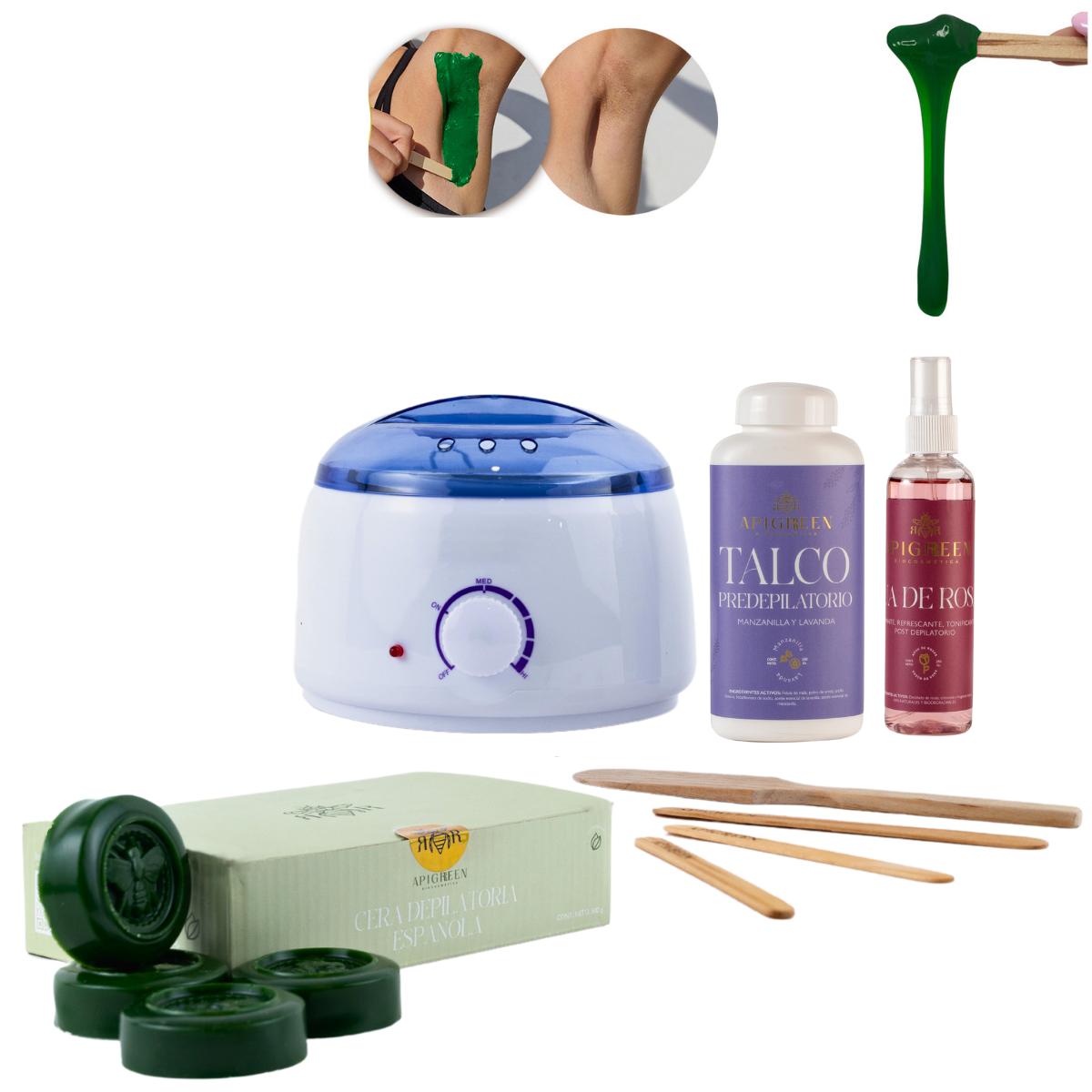 Kit de Depilación con Agua de Rosas y Talco