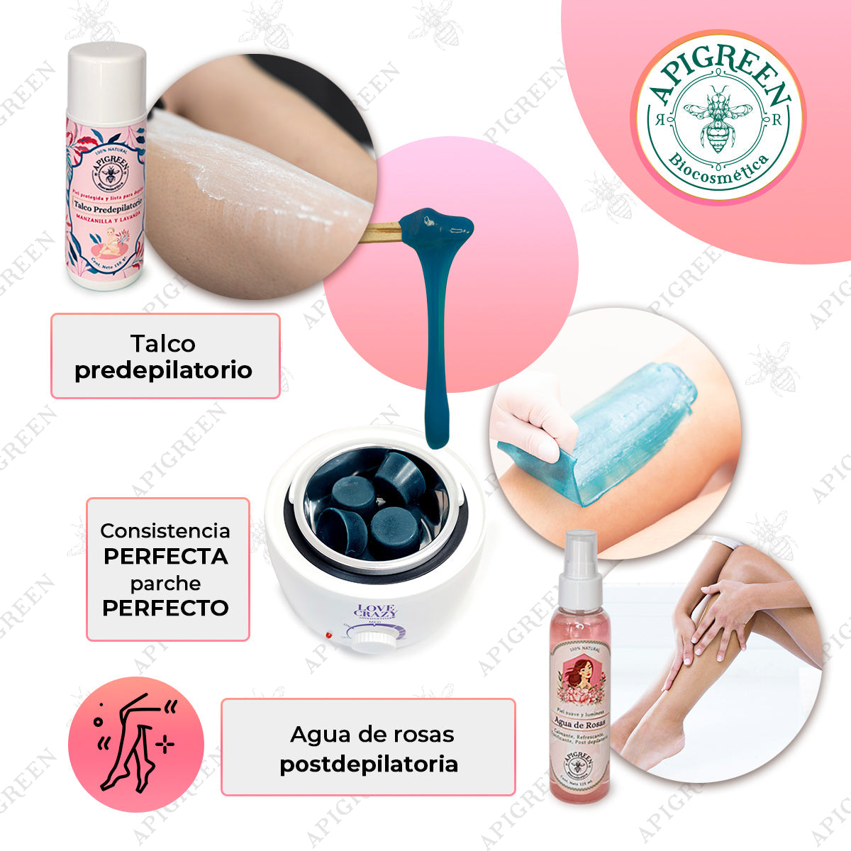 Kit de Depilación con Agua de Rosas y Talco