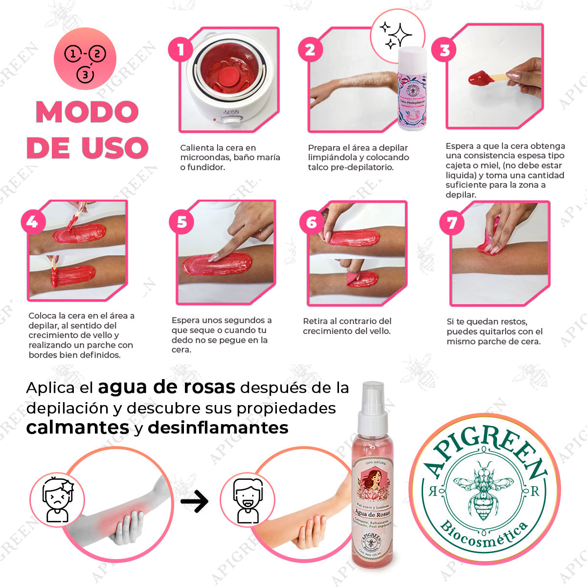 Kit de Depilación con Agua de Rosas y Talco