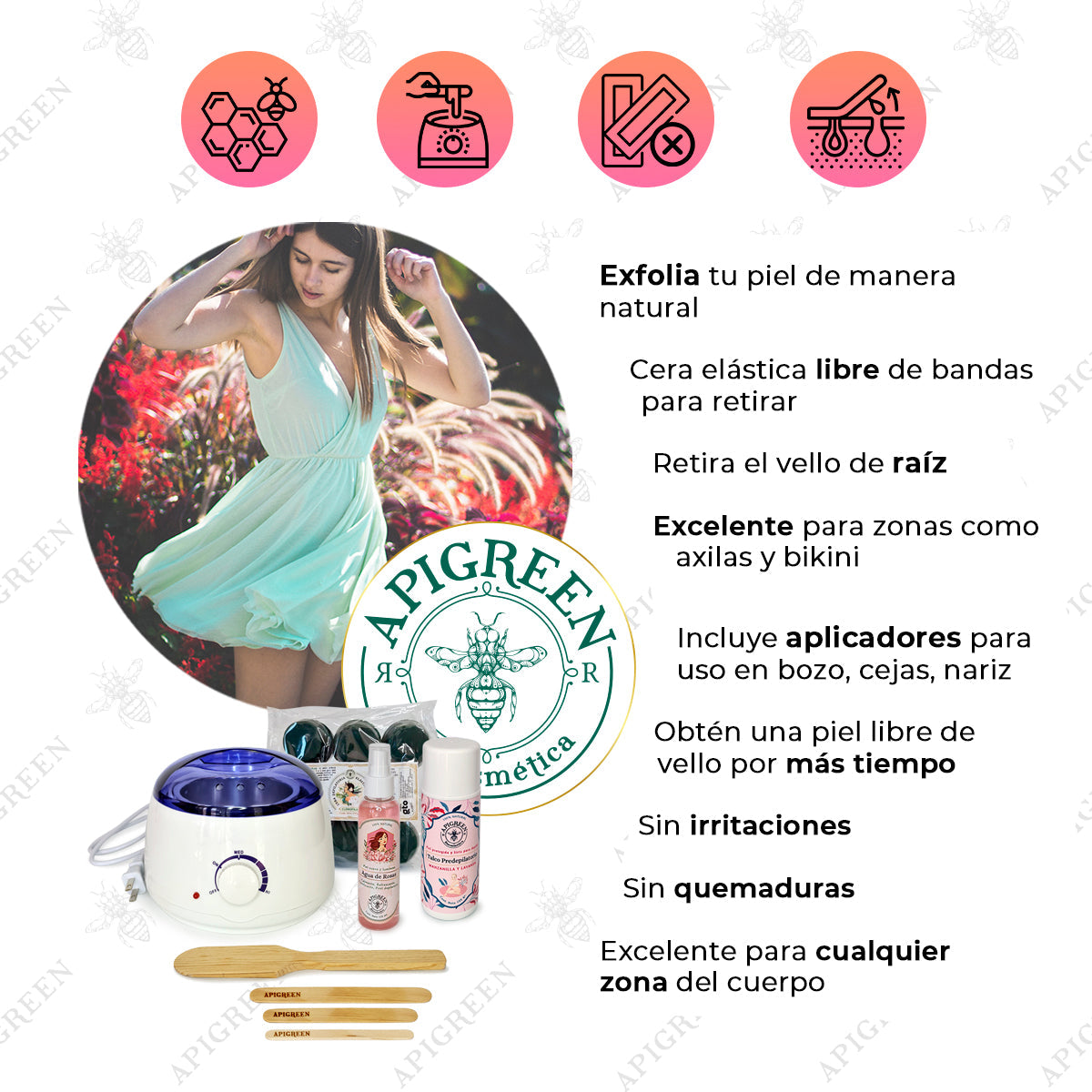Kit de Depilación con Agua de Rosas y Talco