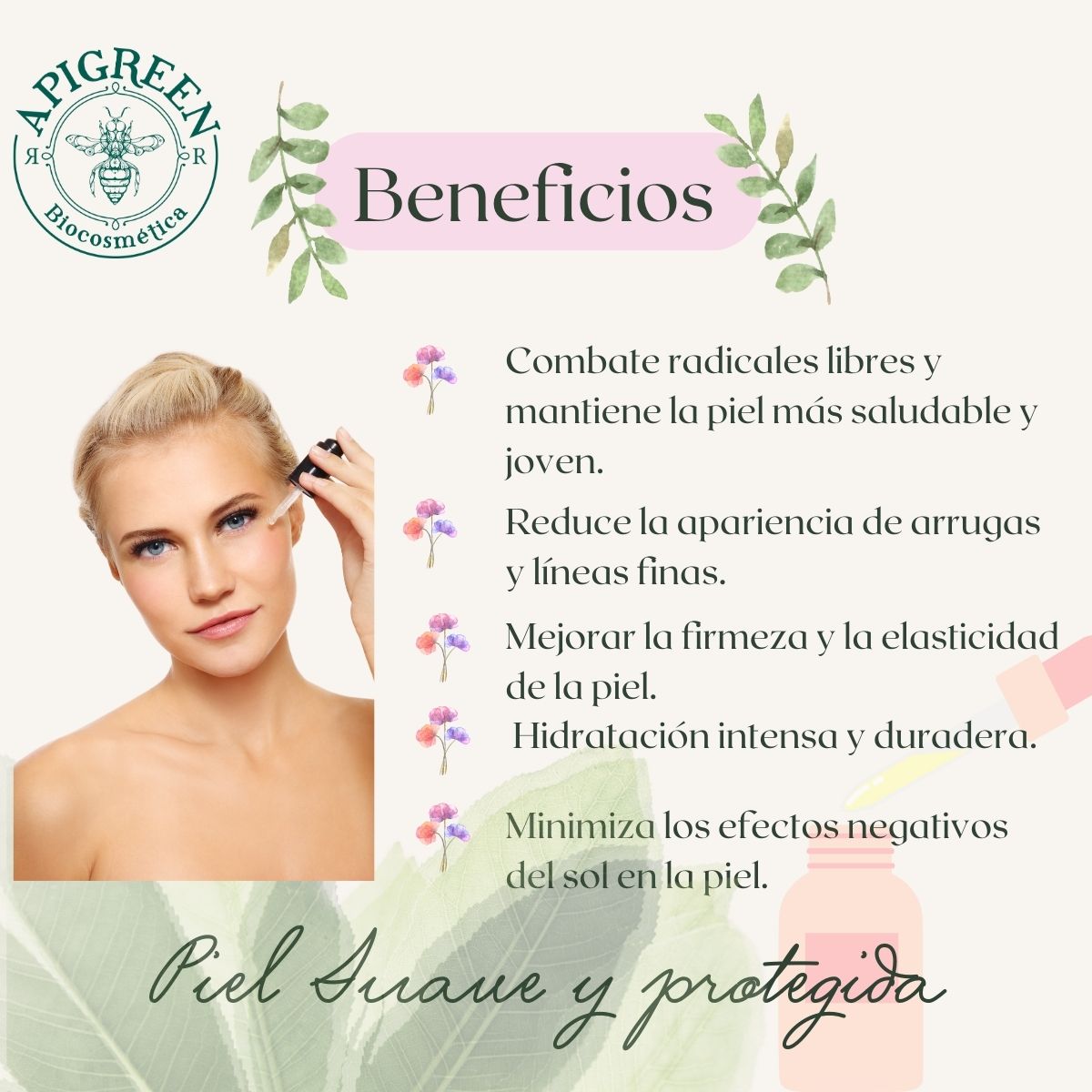 Serum Facial Vitamina C y Acido Hialuronico efecto "Piel perfecta"
