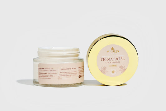 Crema facial aclarante con ácido kojico para una piel uniforme y luminosa