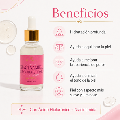 Serum Facial Hidratante con Niacinamida y Ácido Hialurónico efecto "Eternal Youth"