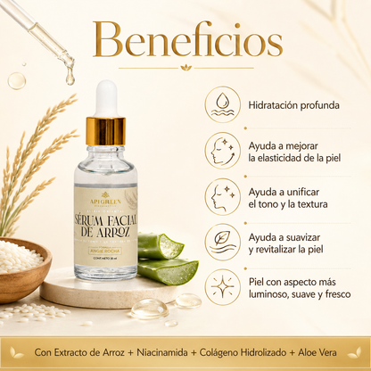Sérum Facial de Arroz – Ilumina, calma y unifica tu piel naturalmente