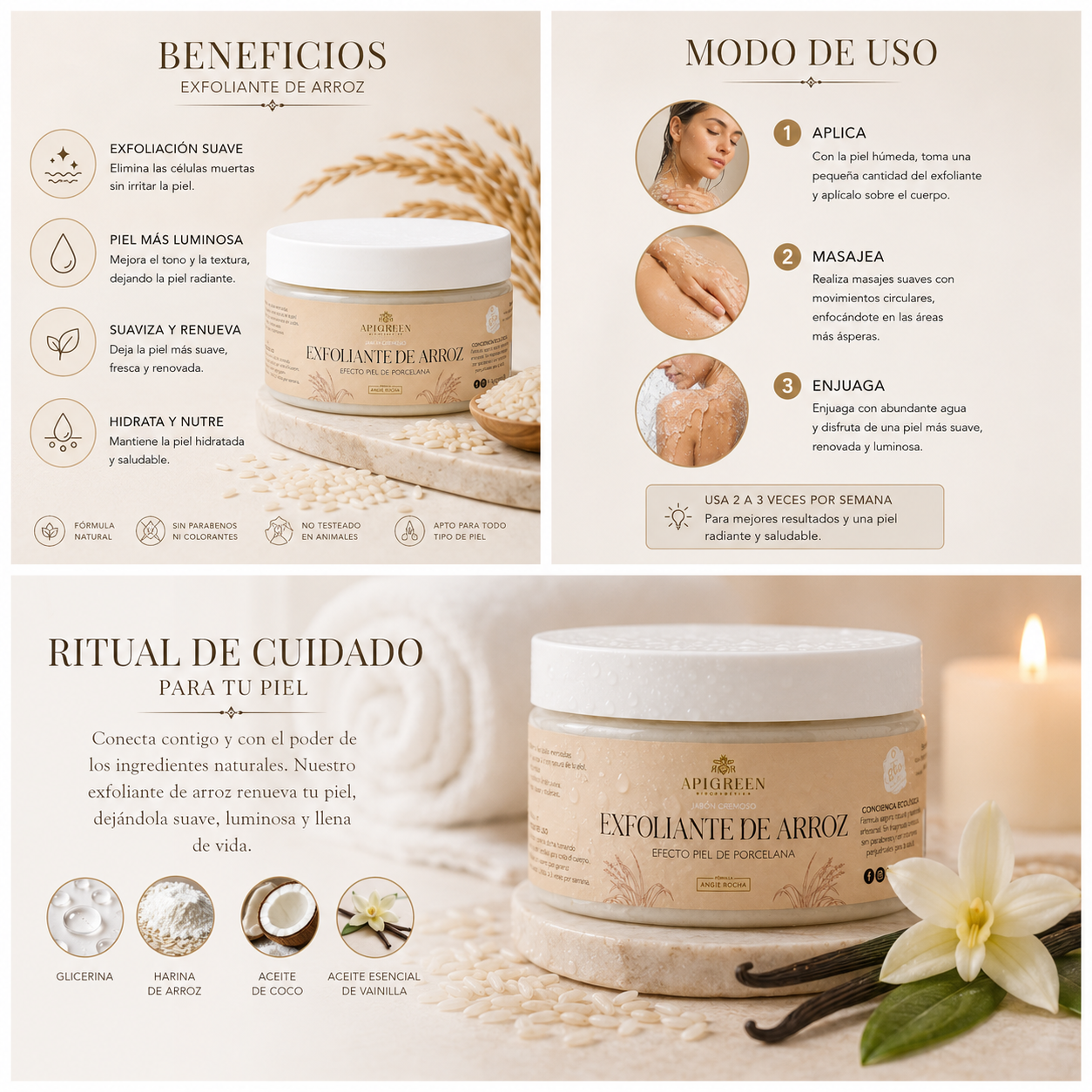 Jabón Exfoliante y Aclarante de Arroz – Limpieza que ilumina