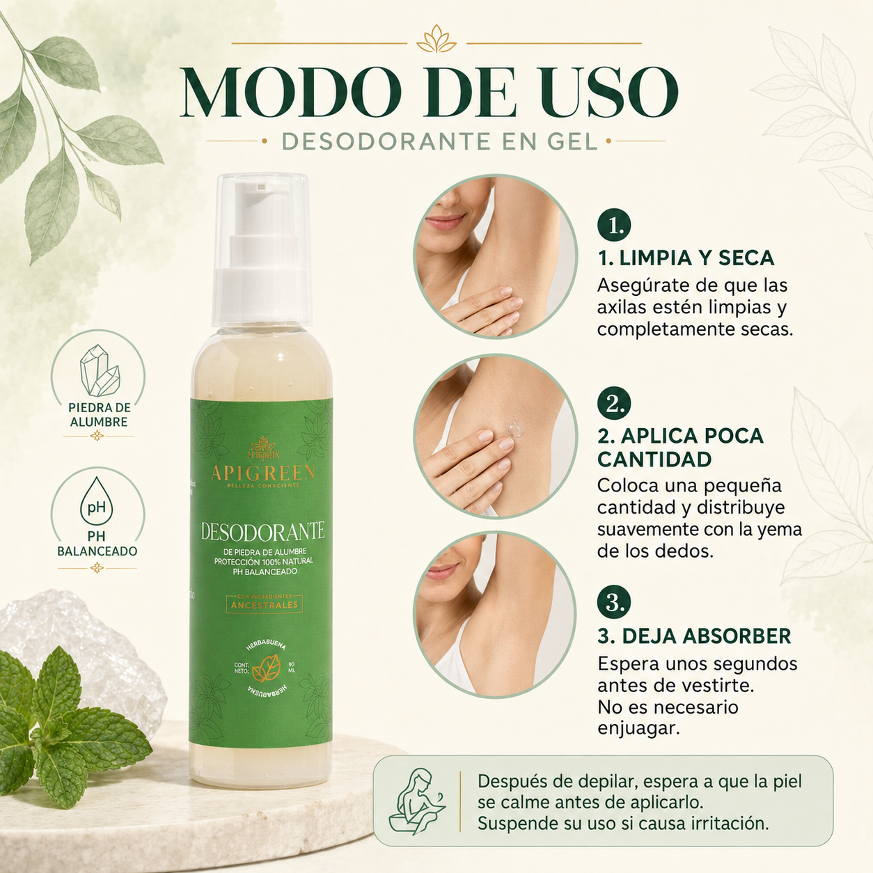 Desodorante Natural en Gel Lavanda y Hierbabuena