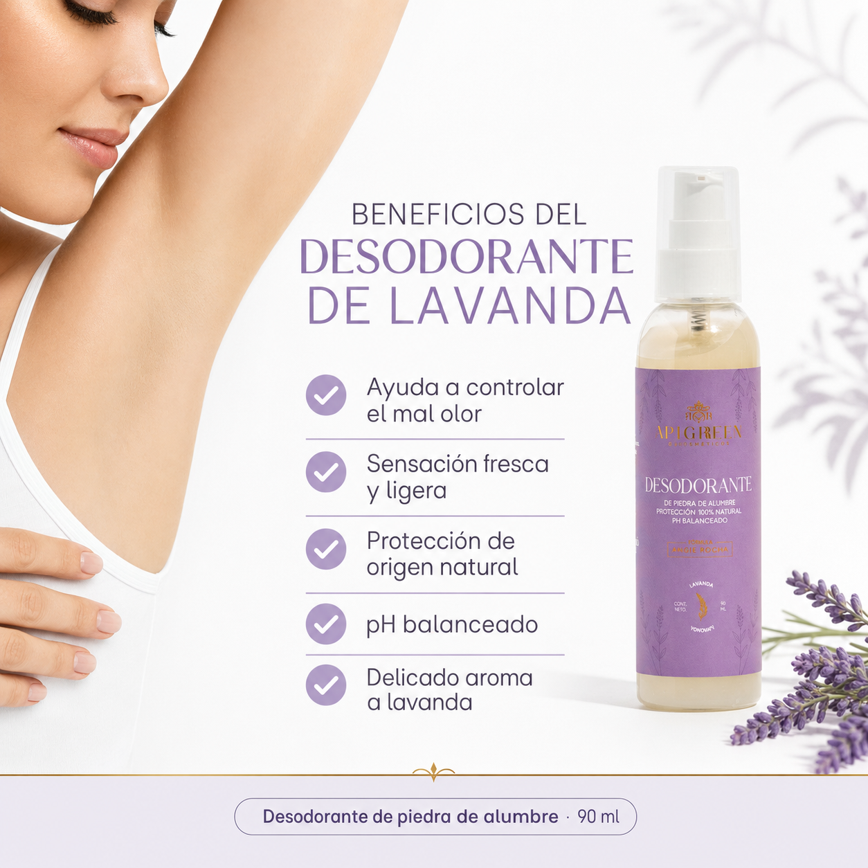 Desodorante Natural en Gel Lavanda y Hierbabuena