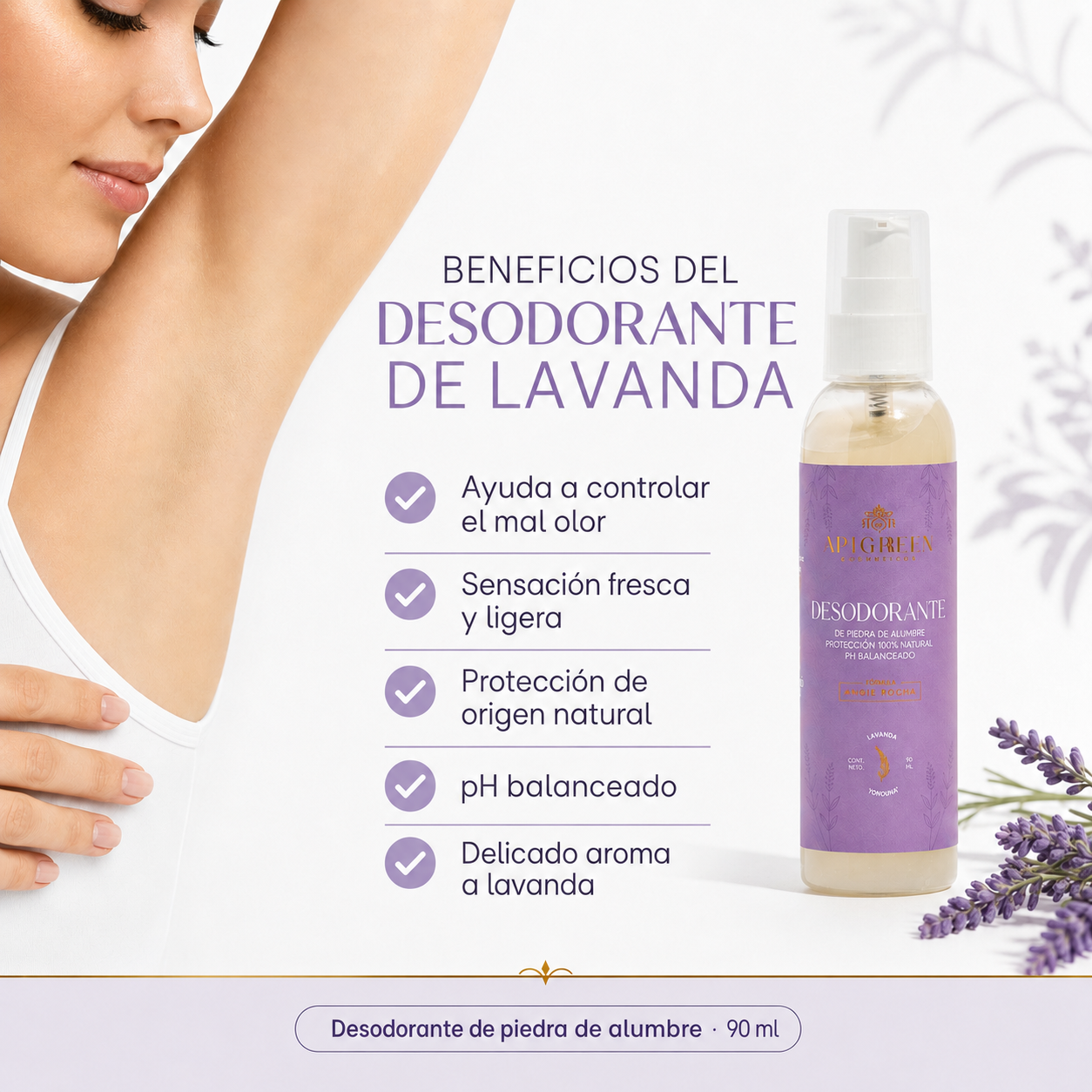 Desodorante Natural en Gel Lavanda y Hierbabuena