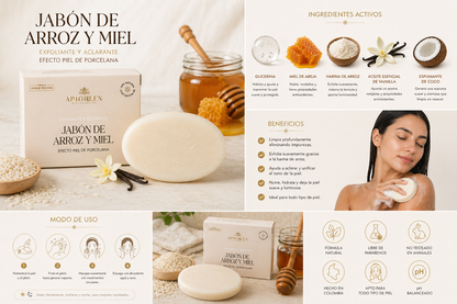 Jabón de Arroz aclarante con Miel de Abeja