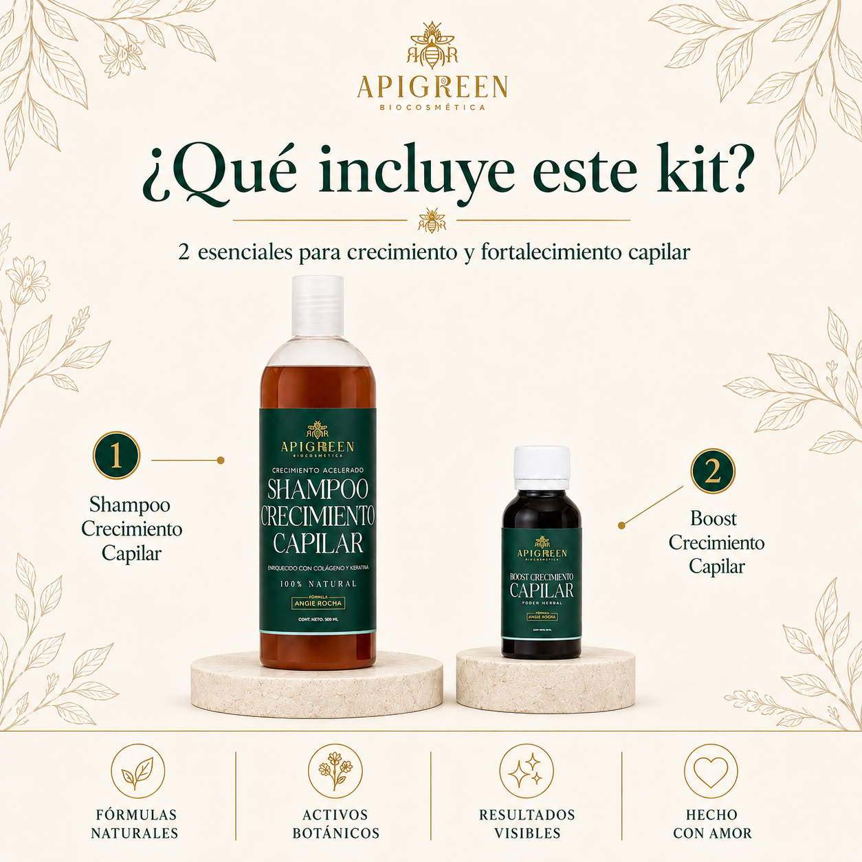 Kit Mágico capilar Anticaída y Crecimiento Acelerado | Shampoo + Boost