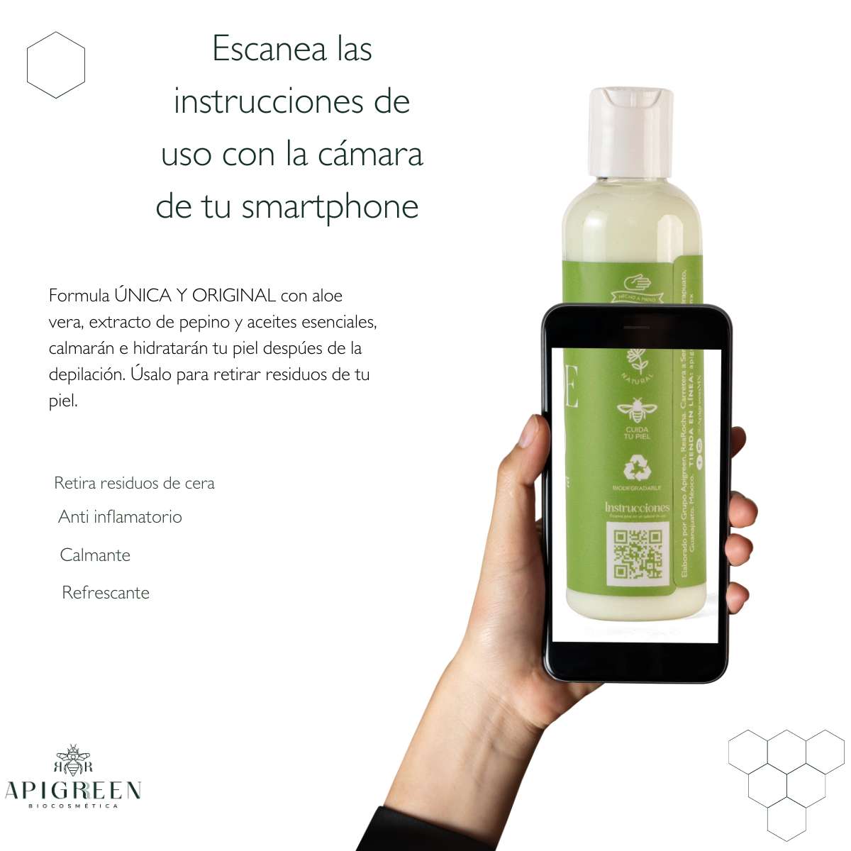 Leche de pepino post depilatoria Apigreen 125g
