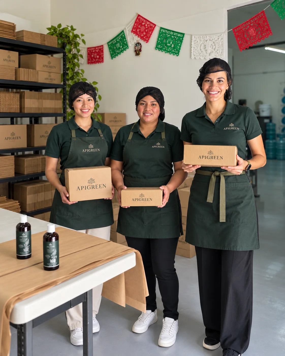 Colaboradoras de Apigreen con pedidos preparados